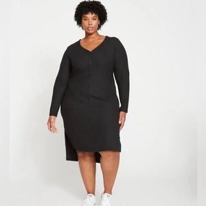 Universal Standard Black Ribbed Button dress